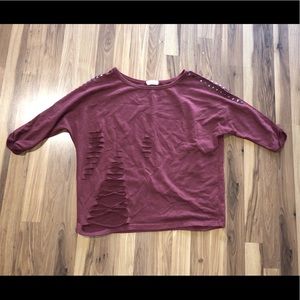 Women's Maroon long sleeve boutique shirt size M